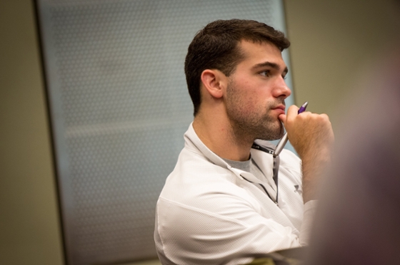 Photo of a Chatham University counseling psychology student listening in a lecture.
