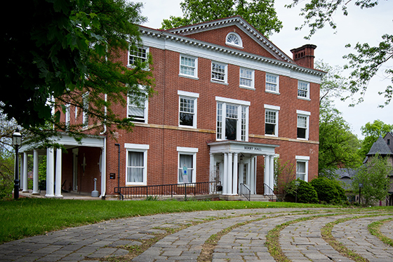 Photo of red brick Berry Hall on Chatham University's Shadyside Campus