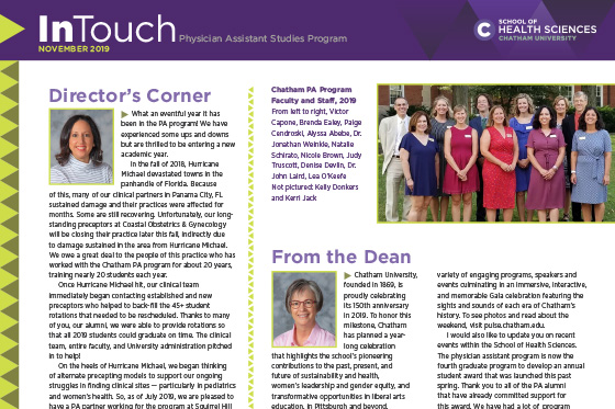 Decorative image of a Chatham University InTouch newsletter.