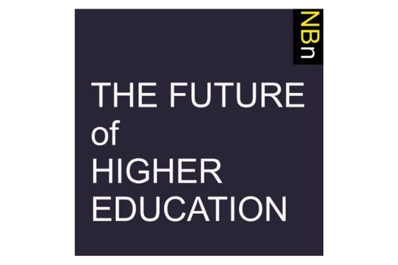 Decorative logo reading the title of Dr. Finegold's podcast, The Future of Higher Education
