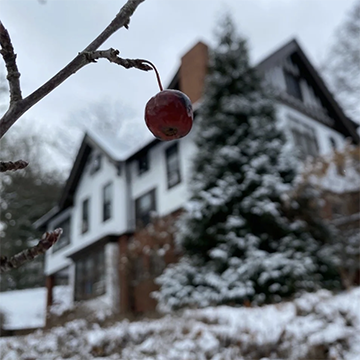 Photo of Chatham University's Shadyside Campus covered in snow