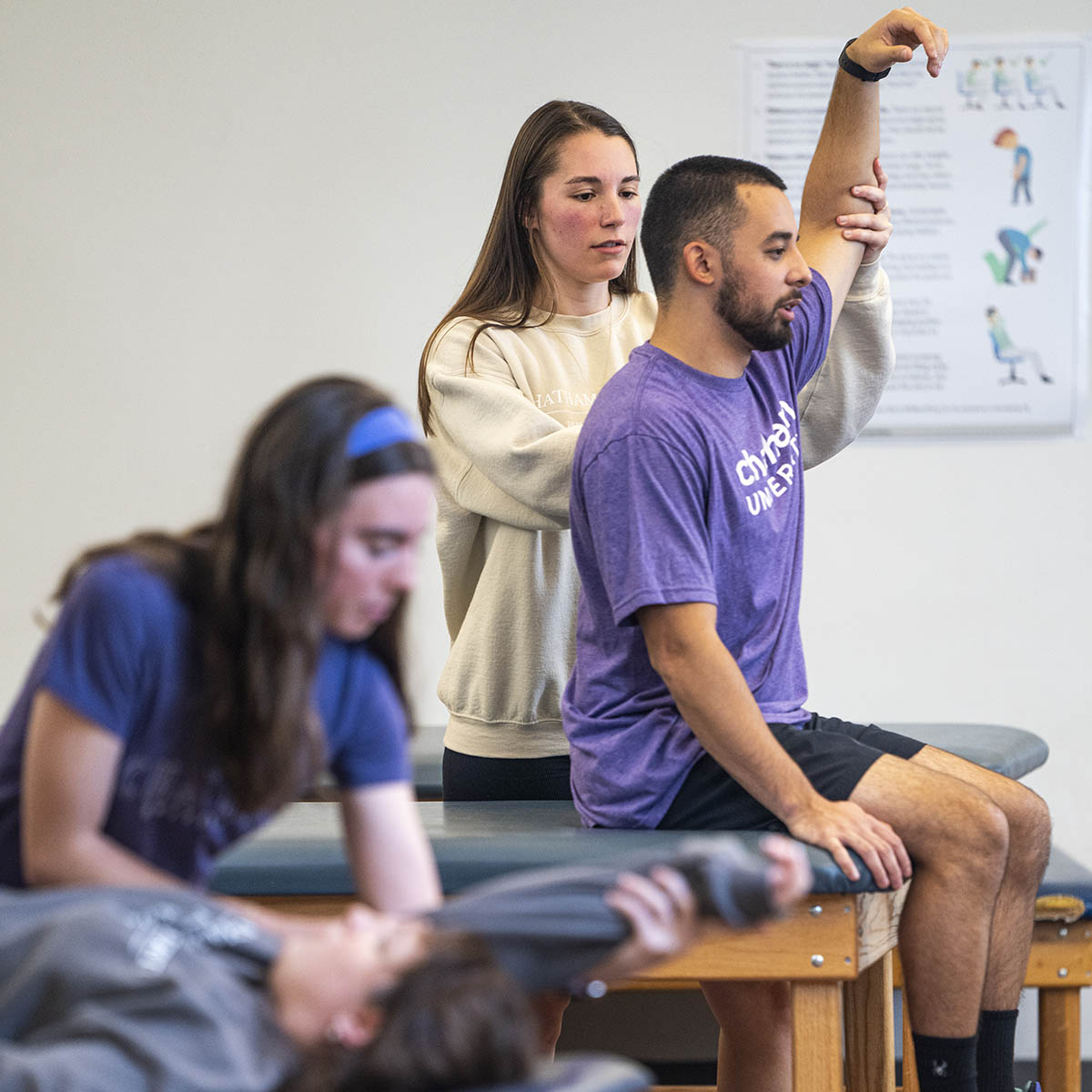Chatham athletic training graduate students working in Pittsburgh lab