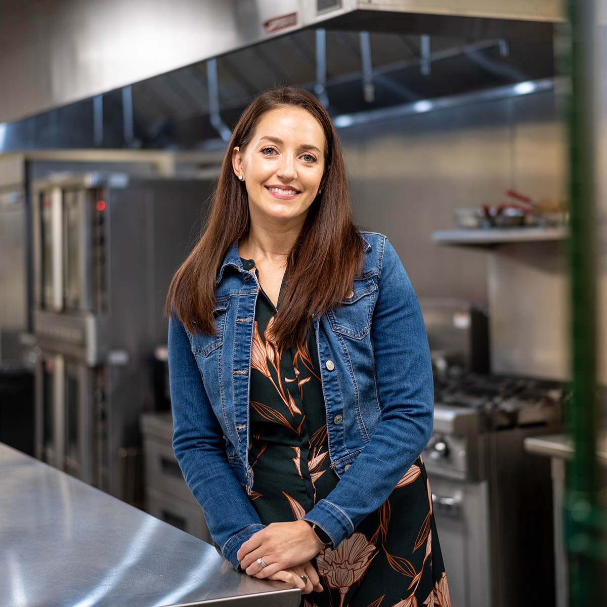 Food Studies and Food Policy student in a kitchen on Eden Hall Farm