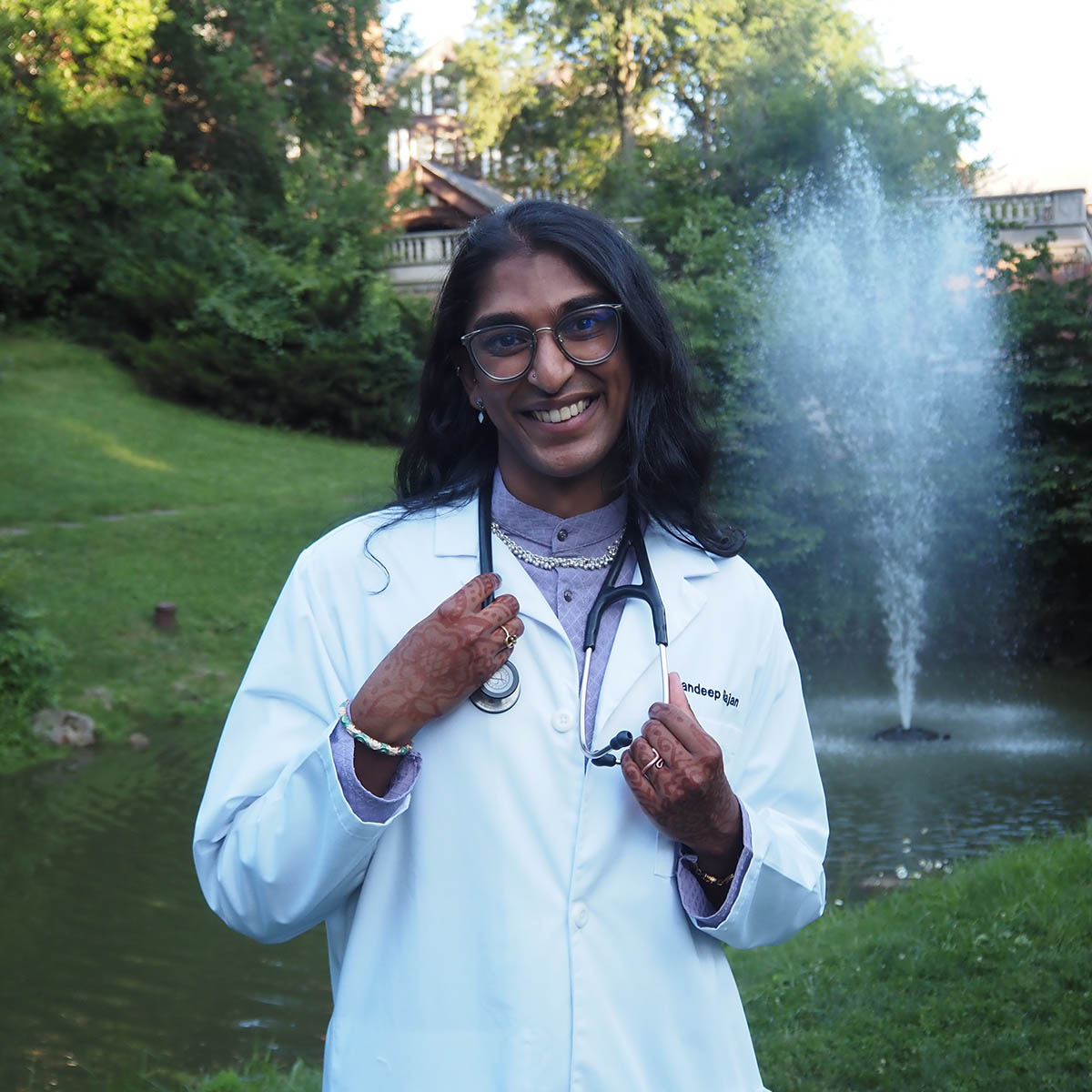 Sandeep Rajan, MPAS '26 poses for a photo at Chatham’s Shadyside Campus.