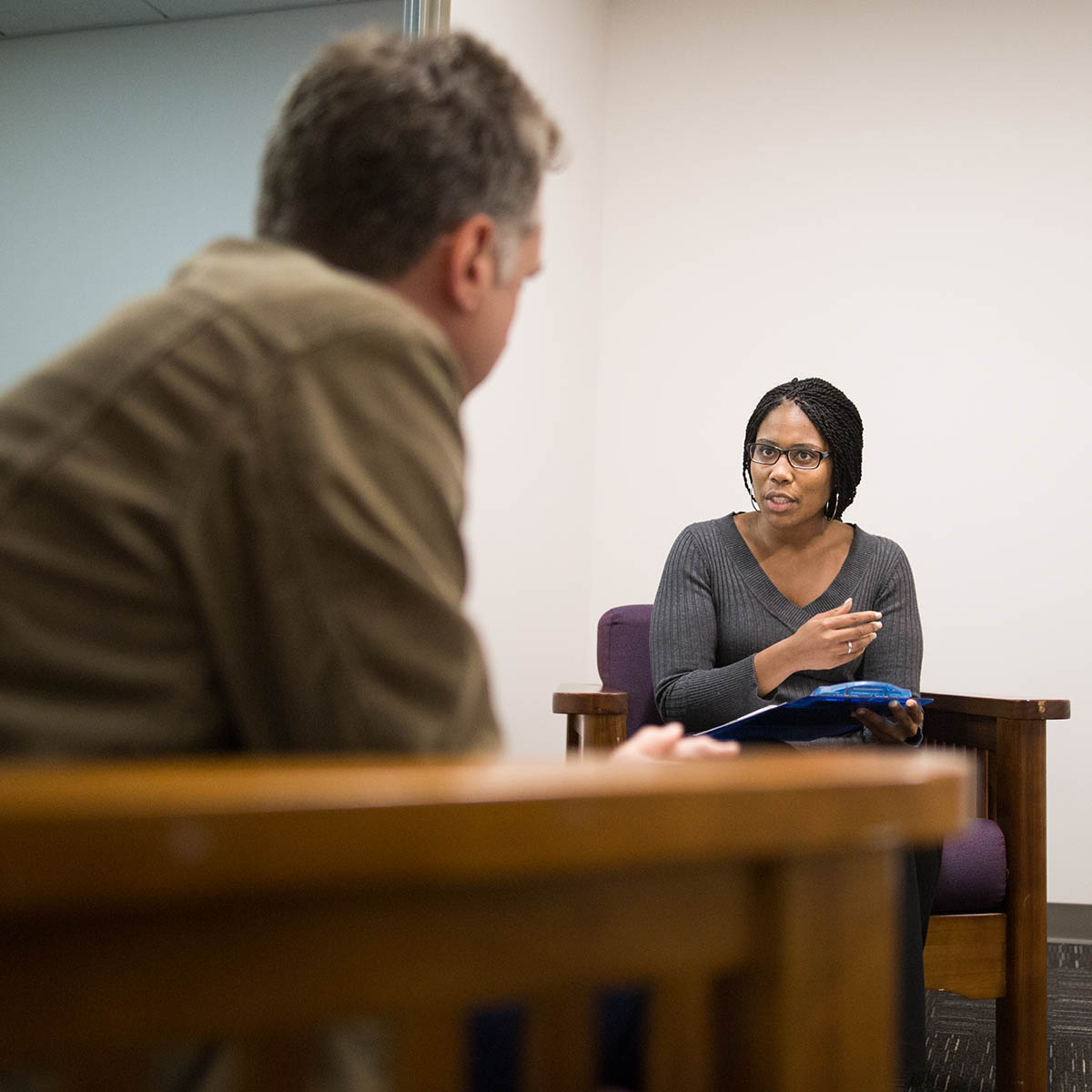 Chatham psychology doctorate student working with a professor
