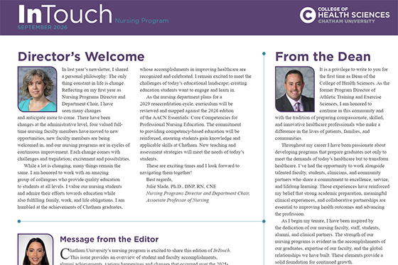 Screenshot of the Chatham In Touch Nursing Newsletter
