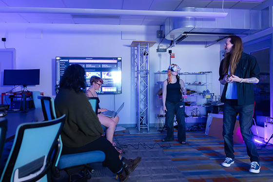 Immersive Media bachelor students working in Pittsburgh studio