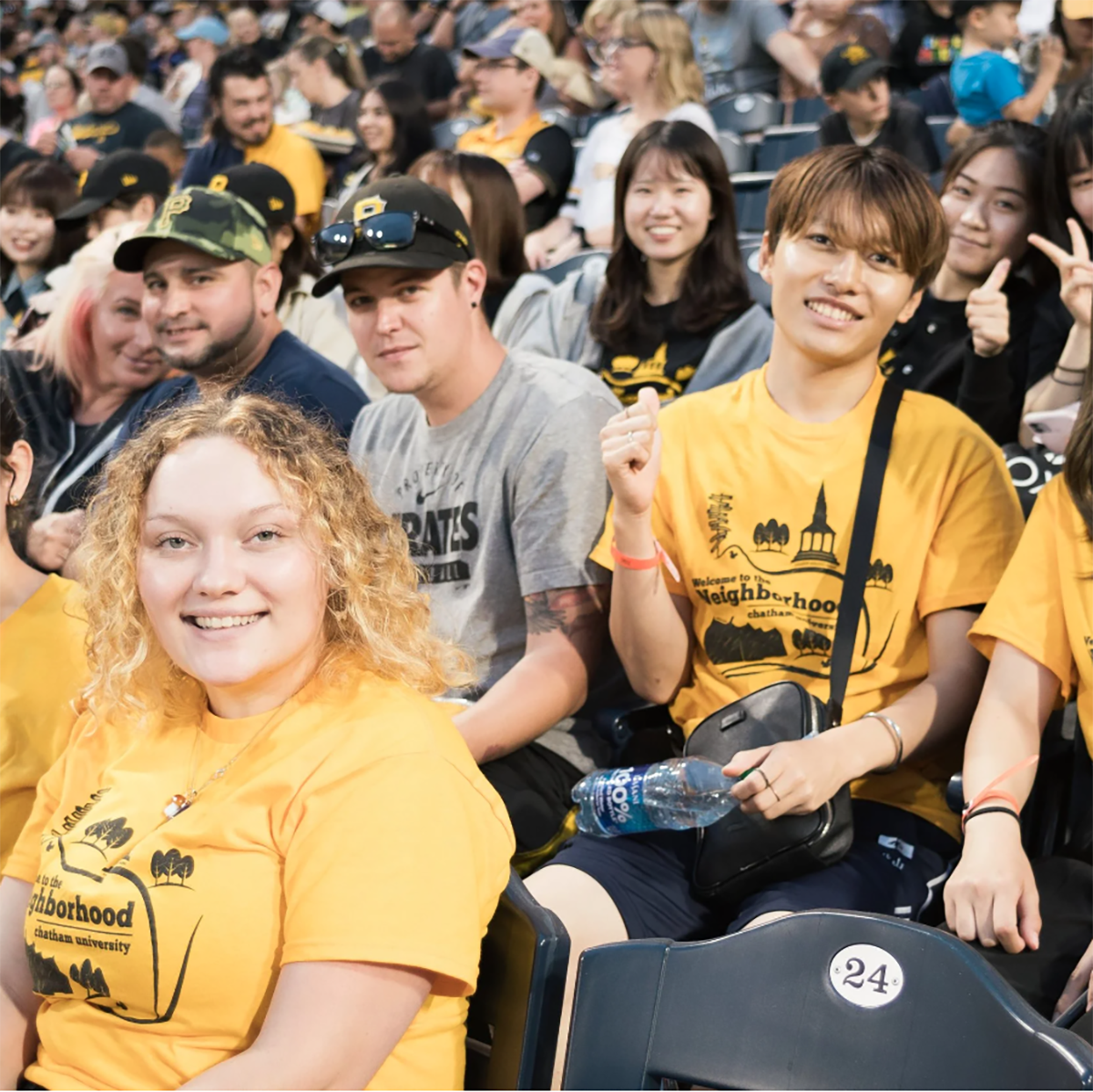 Chatham students pose for a photo during a group outing at PNC Park.