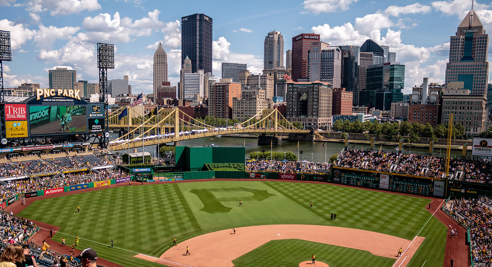 Photo of the Pittsburgh skyline from the baseball stadium PNC Park