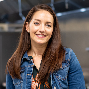 Food Studies and Food Policy student in a kitchen on Eden Hall Farm
