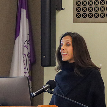 Chatham MBA student speaking at a podium