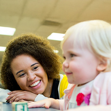 Chatham occupational therapy students working with a child