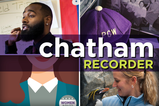 Decorative collage of images of Chatham University community members.